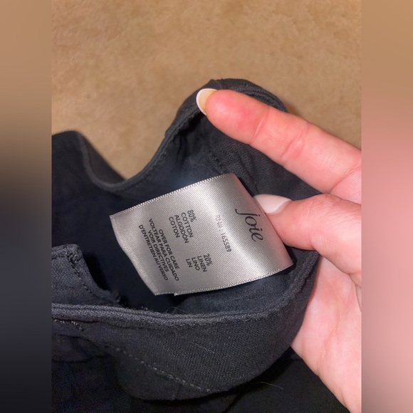 Joie black linen blend chino high waisted shorts - Picture 3 of 4